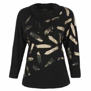 Dolcezza Stylish Black and Gold Women's Cowl Neck Top